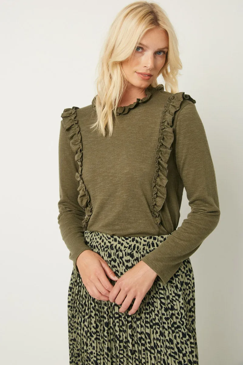 Womens Long Sleeve Textured Ruffle Top sold by Hayden product image thumbnail 3