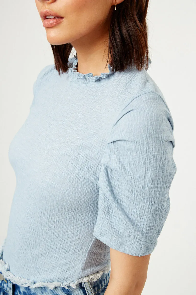 Womens Ruffle High Neck Puff Sleeve Top sold by Hayden product image thumbnail 4