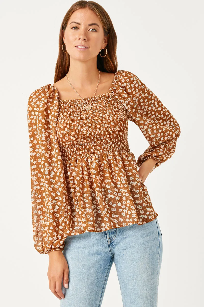 Womens Square Neck Peplum with Puff Sleeves sold by Hayden product image thumbnail 3