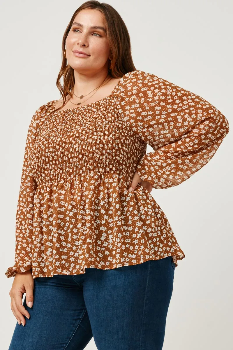 Womens Square Neck Peplum with Puff Sleeves sold by Hayden product image thumbnail 2