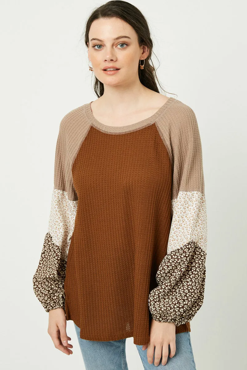 Womens Colorblock Woven Sleeve Top sold by Hayden