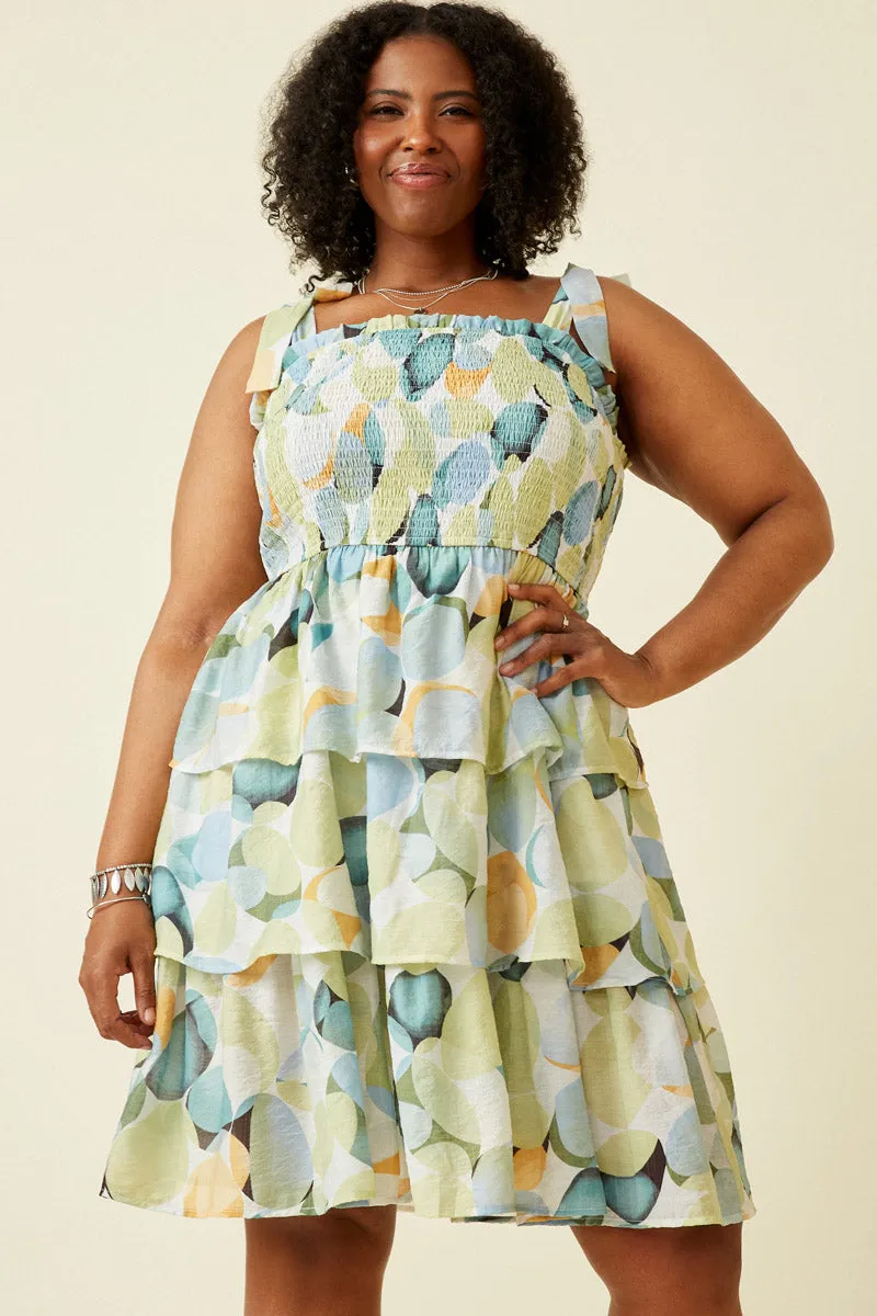 Womens Textured Geo Print Tie Shoulder Smocked Dress sold by Hayden product image thumbnail 2