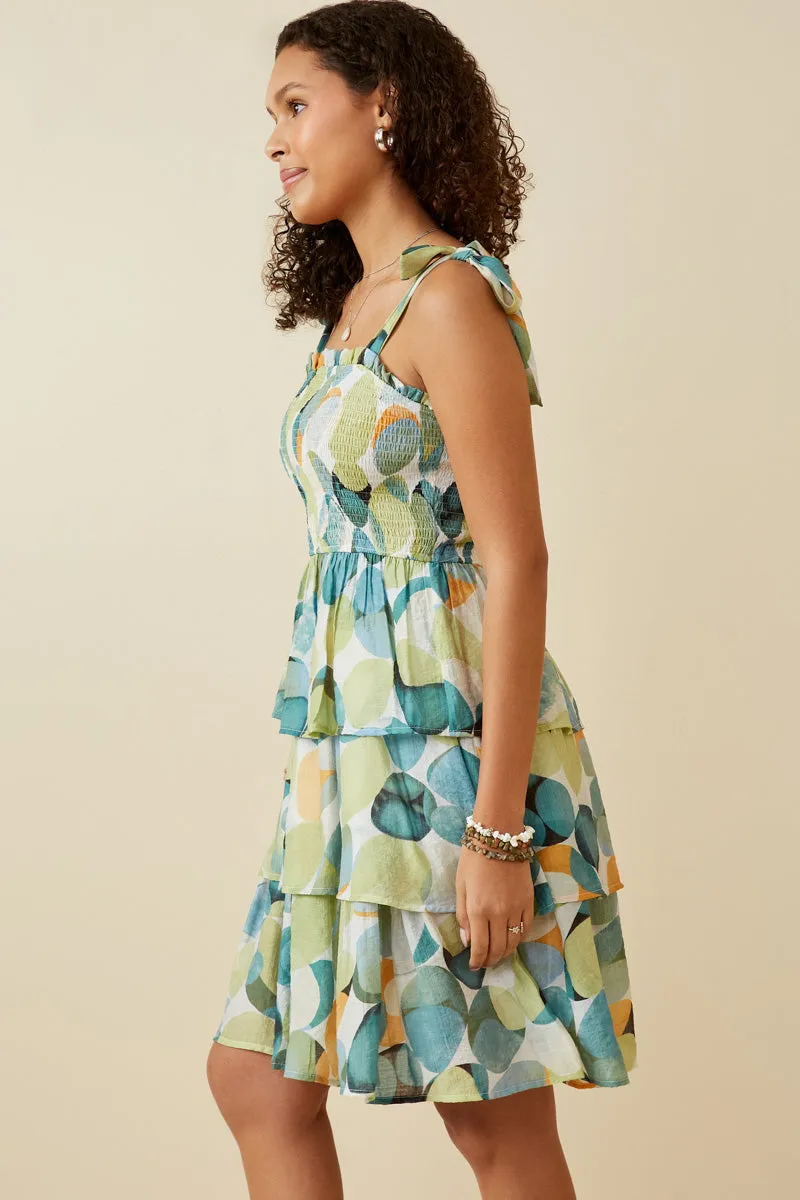 Womens Textured Geo Print Tie Shoulder Smocked Dress sold by Hayden product image thumbnail 4