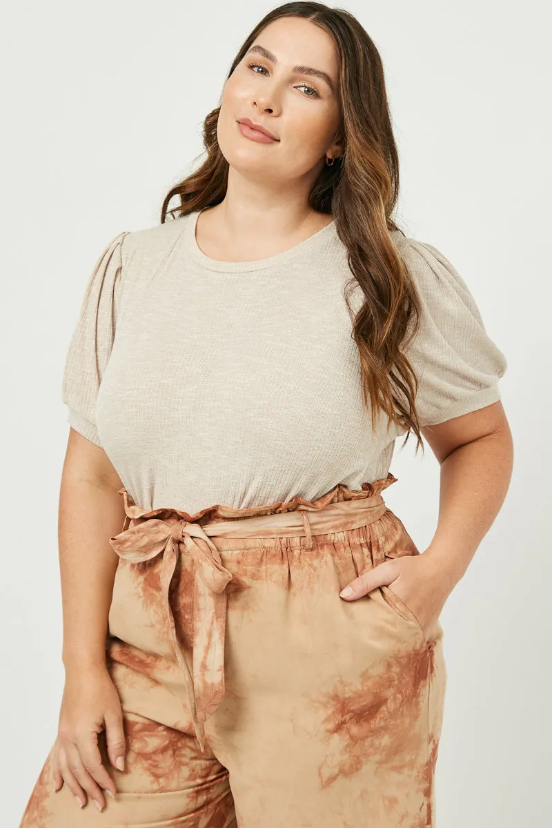 Womens Pleated Puff Sleeve Ribbed Knit Top sold by Hayden product image thumbnail 2