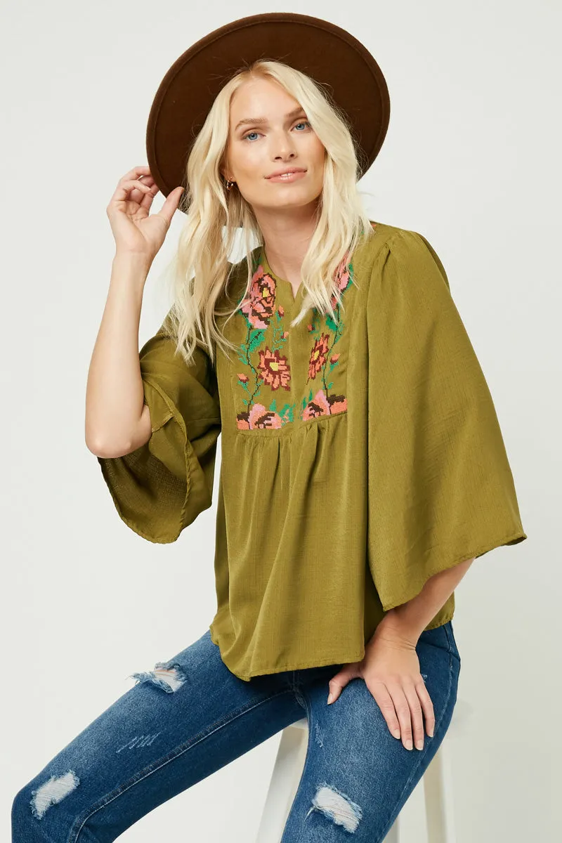 Womens Pixel Embroidered Yoke Long Sleeve Top sold by Hayden product image thumbnail 5