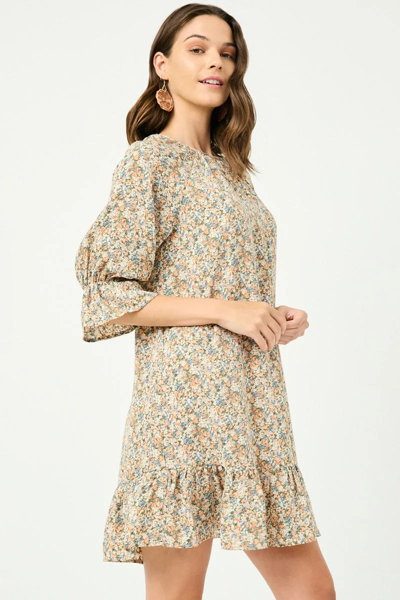 Womens Washed Floral Print Ruffle Hem Tunic Dress sold by Hayden product image thumbnail 4