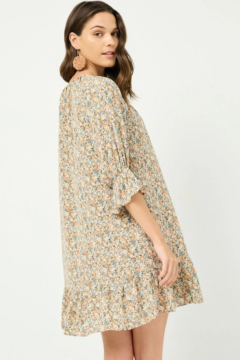 Womens Washed Floral Print Ruffle Hem Tunic Dress sold by Hayden product image thumbnail 5