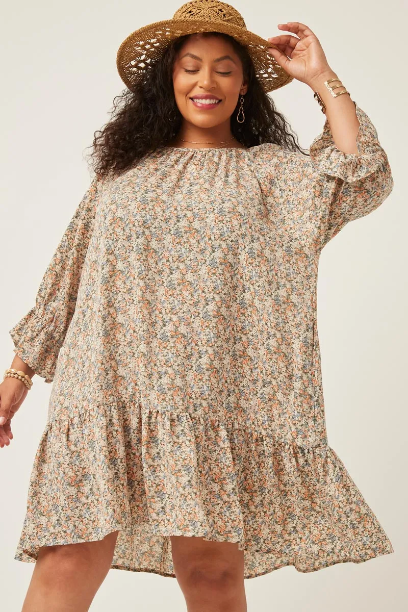 Womens Washed Floral Print Ruffle Hem Tunic Dress sold by Hayden product image thumbnail 2