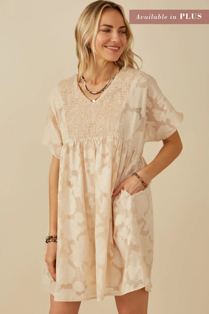 Womens Panel Smocked Floral Burnout Dress sold by Hayden product image thumbnail 5