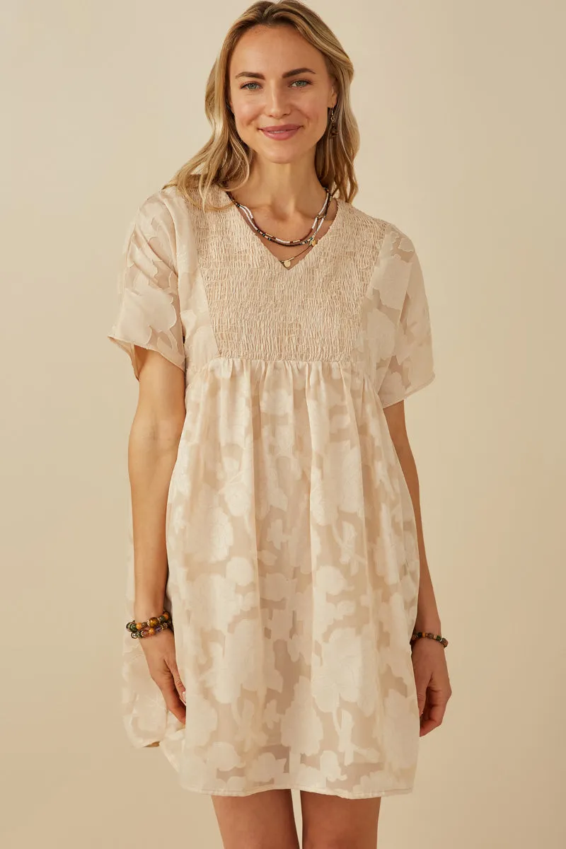 Womens Panel Smocked Floral Burnout Dress sold by Hayden