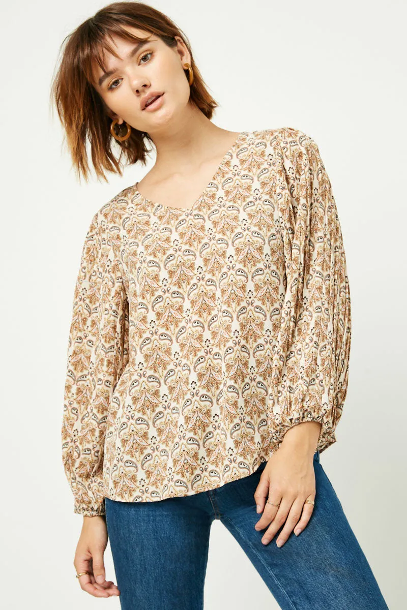Womens Paisly Print Pleated Sleeve Detail Top sold by Hayden product image thumbnail 2