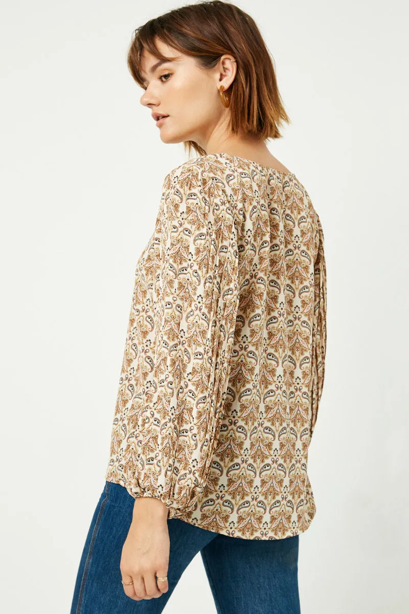 Womens Paisly Print Pleated Sleeve Detail Top sold by Hayden product image thumbnail 4