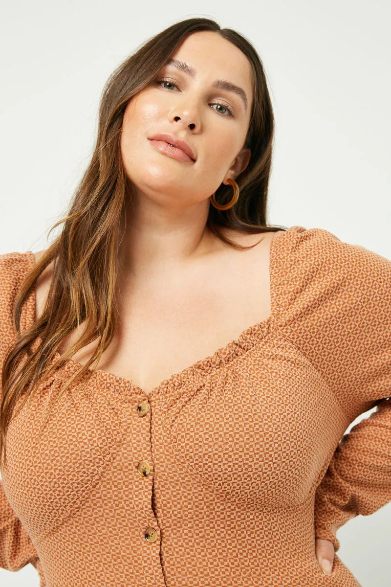 Womens Button Down Sweetheart Ruffle Top sold by Hayden product image thumbnail 5