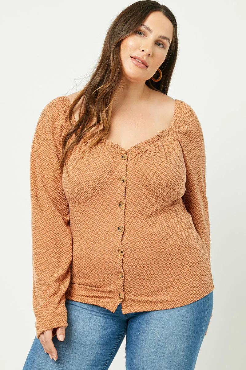 Womens Button Down Sweetheart Ruffle Top sold by Hayden product image thumbnail 2