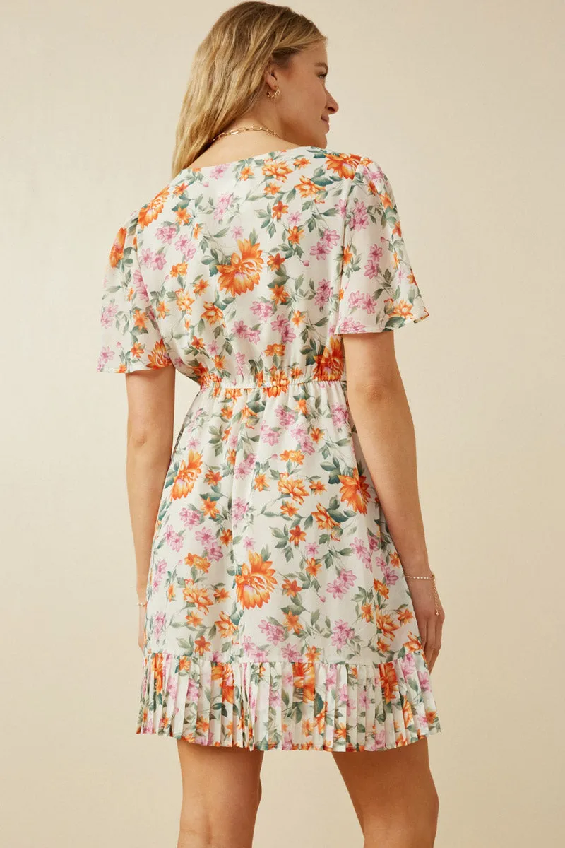 Womens Pleated Ruffle Floral Wrap Dress sold by Hayden product image thumbnail 4