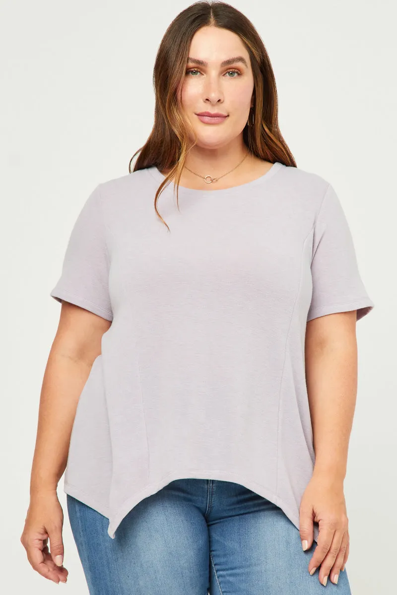 Womens Short Sleeve Handkerchief Hem French Terry Top sold by Hayden product image thumbnail 2