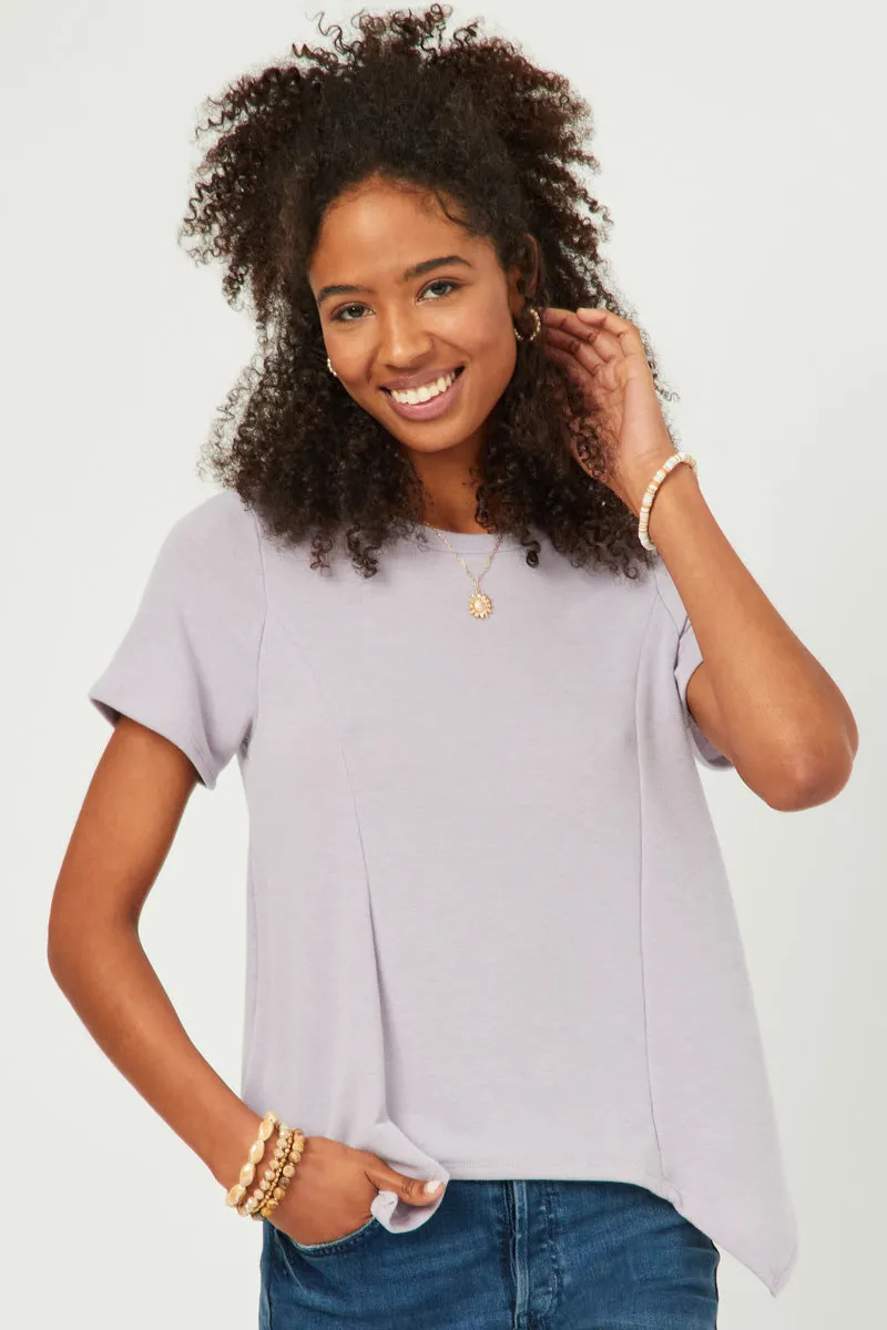 Womens Short Sleeve Handkerchief Hem French Terry Top sold by Hayden product image thumbnail 3