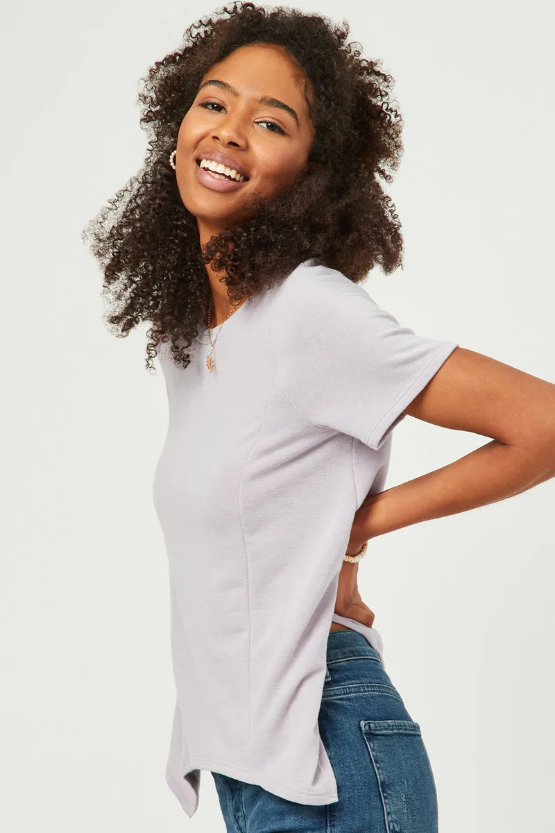 Womens Short Sleeve Handkerchief Hem French Terry Top sold by Hayden product image thumbnail 4