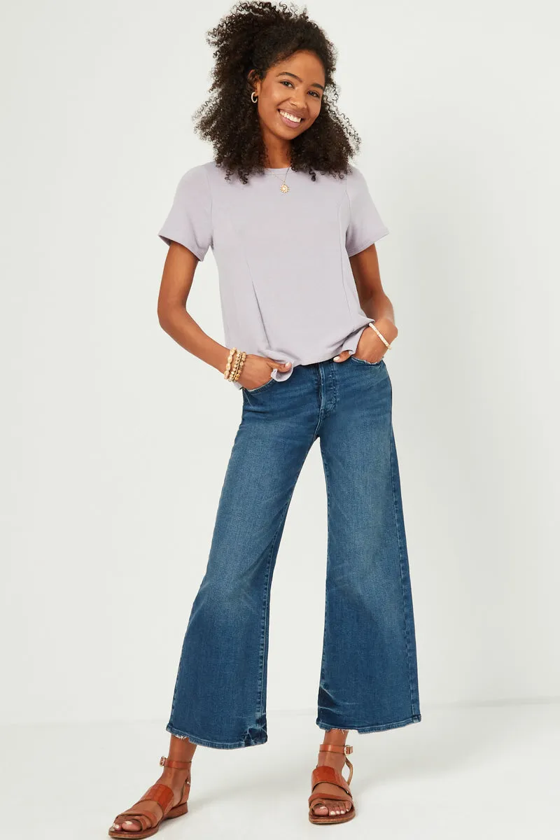 Womens Short Sleeve Handkerchief Hem French Terry Top sold by Hayden