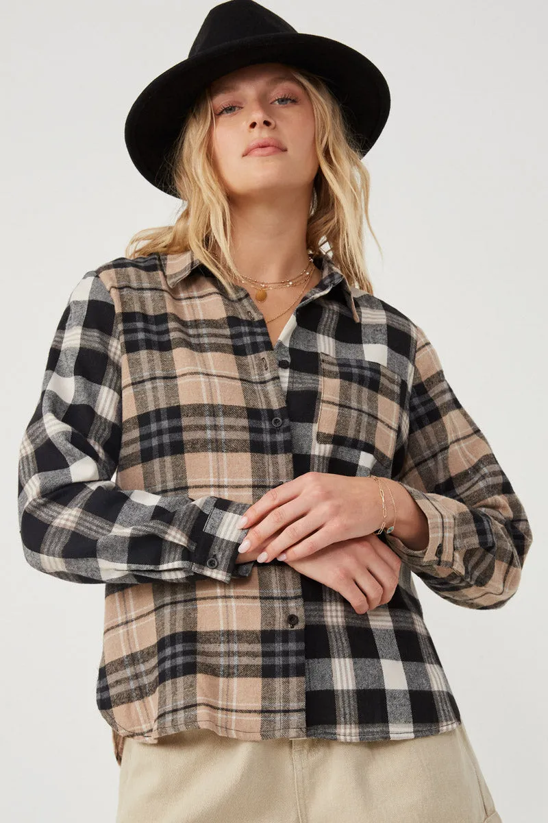 Womens Print Block Plaid Button Up Shirt sold by Hayden product image thumbnail 4