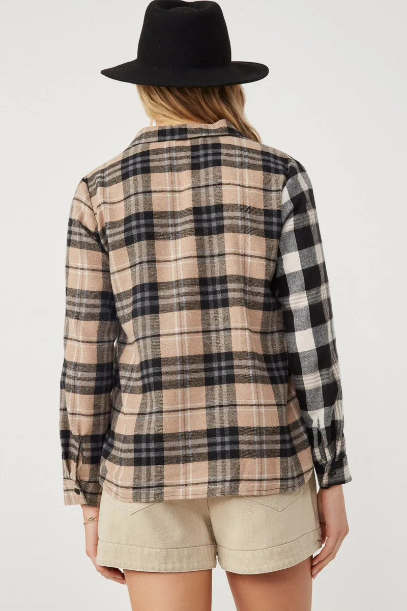 Womens Print Block Plaid Button Up Shirt sold by Hayden product image thumbnail 5