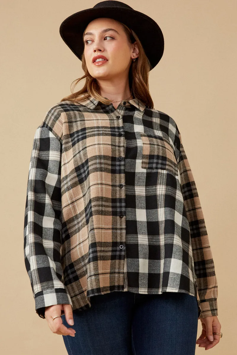 Womens Print Block Plaid Button Up Shirt sold by Hayden product image thumbnail 2
