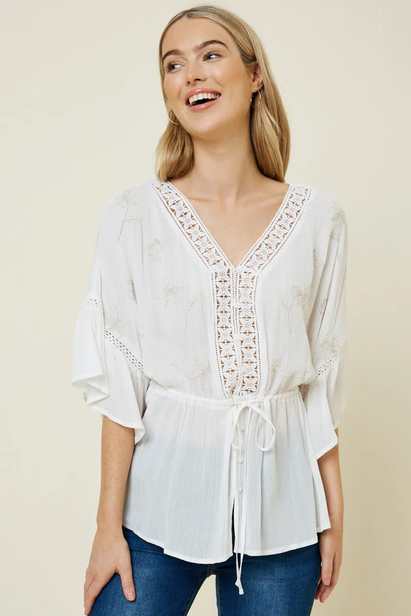 Womens Floral Embroidered Lace Top sold by Hayden