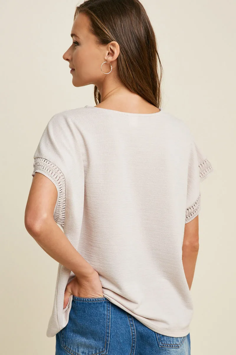 Womens Woven Crochet V-Neck Top sold by Hayden product image thumbnail 2