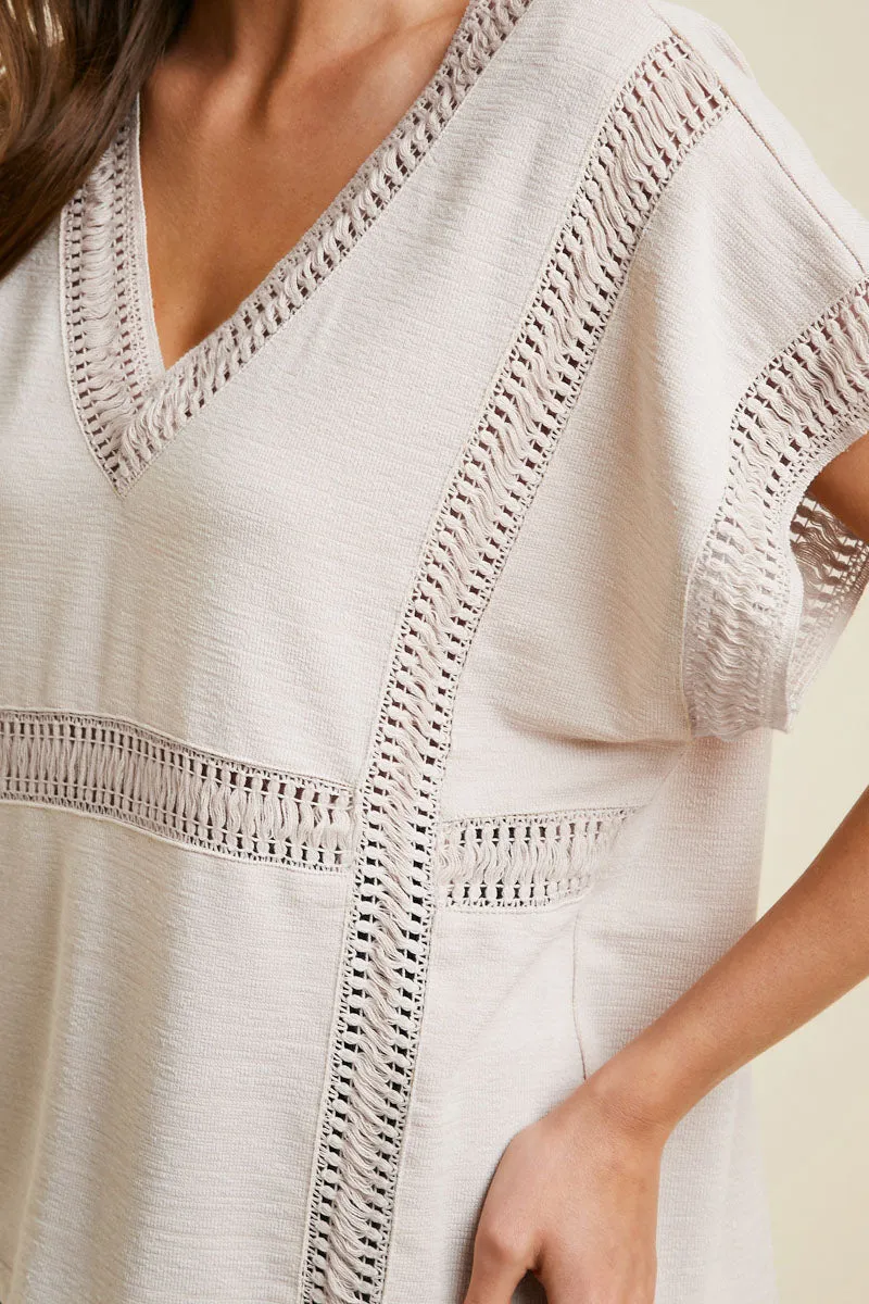 Womens Woven Crochet V-Neck Top sold by Hayden product image thumbnail 4