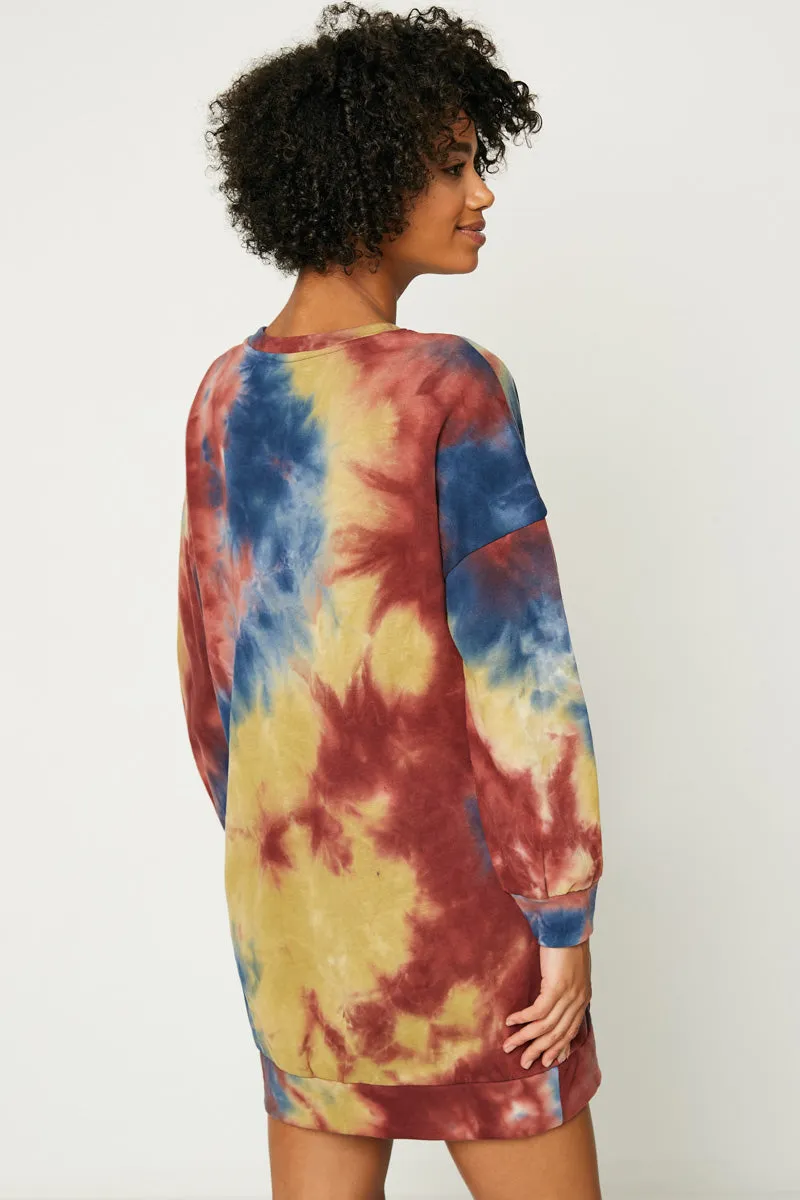 Womens Tie Dye Drop Shoulder Mini Dress sold by Hayden product image thumbnail 3