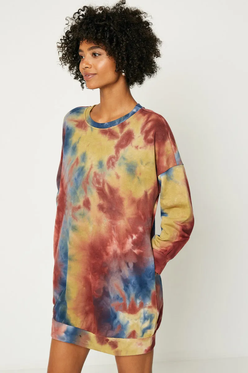Womens Tie Dye Drop Shoulder Mini Dress sold by Hayden product image thumbnail 4