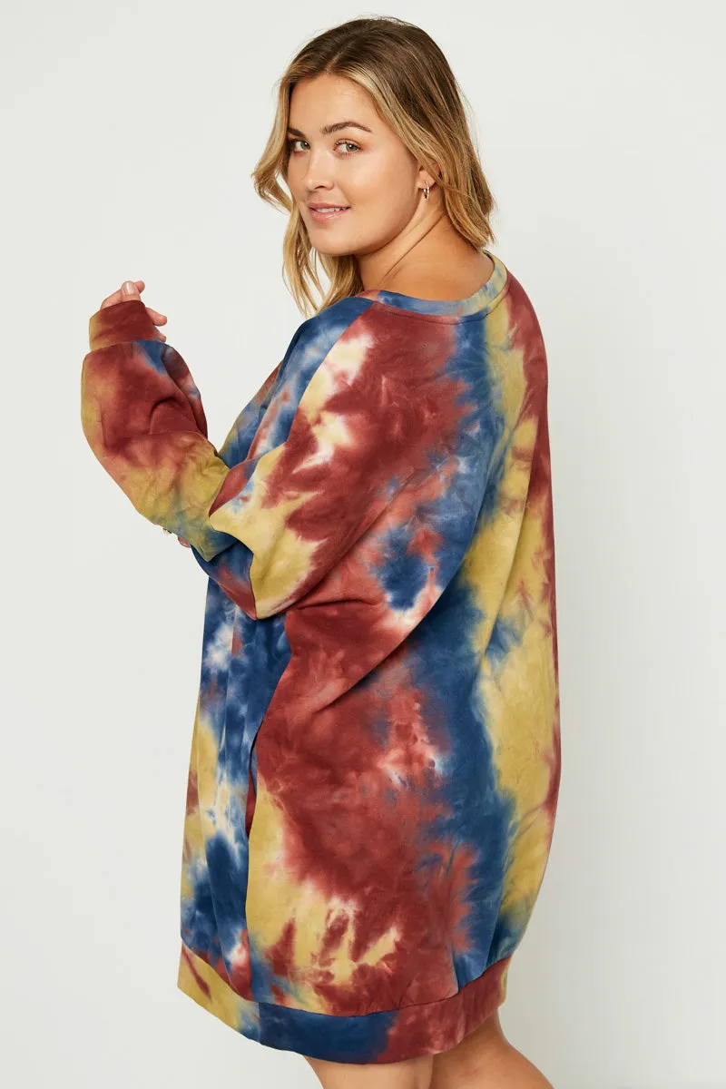 Womens Tie Dye Drop Shoulder Mini Dress sold by Hayden product image thumbnail 5