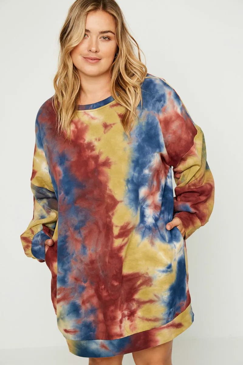 Womens Tie Dye Drop Shoulder Mini Dress sold by Hayden product image thumbnail 2