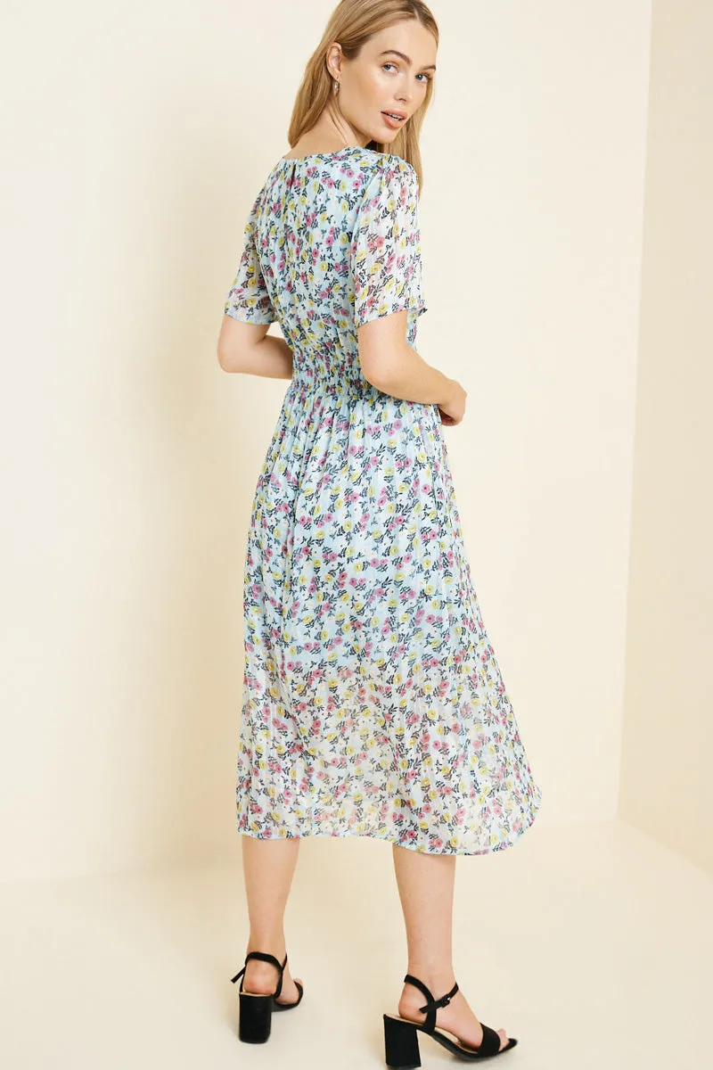 Womens Sheer Floral Smock Waist Midi Dress sold by Hayden product image thumbnail 2