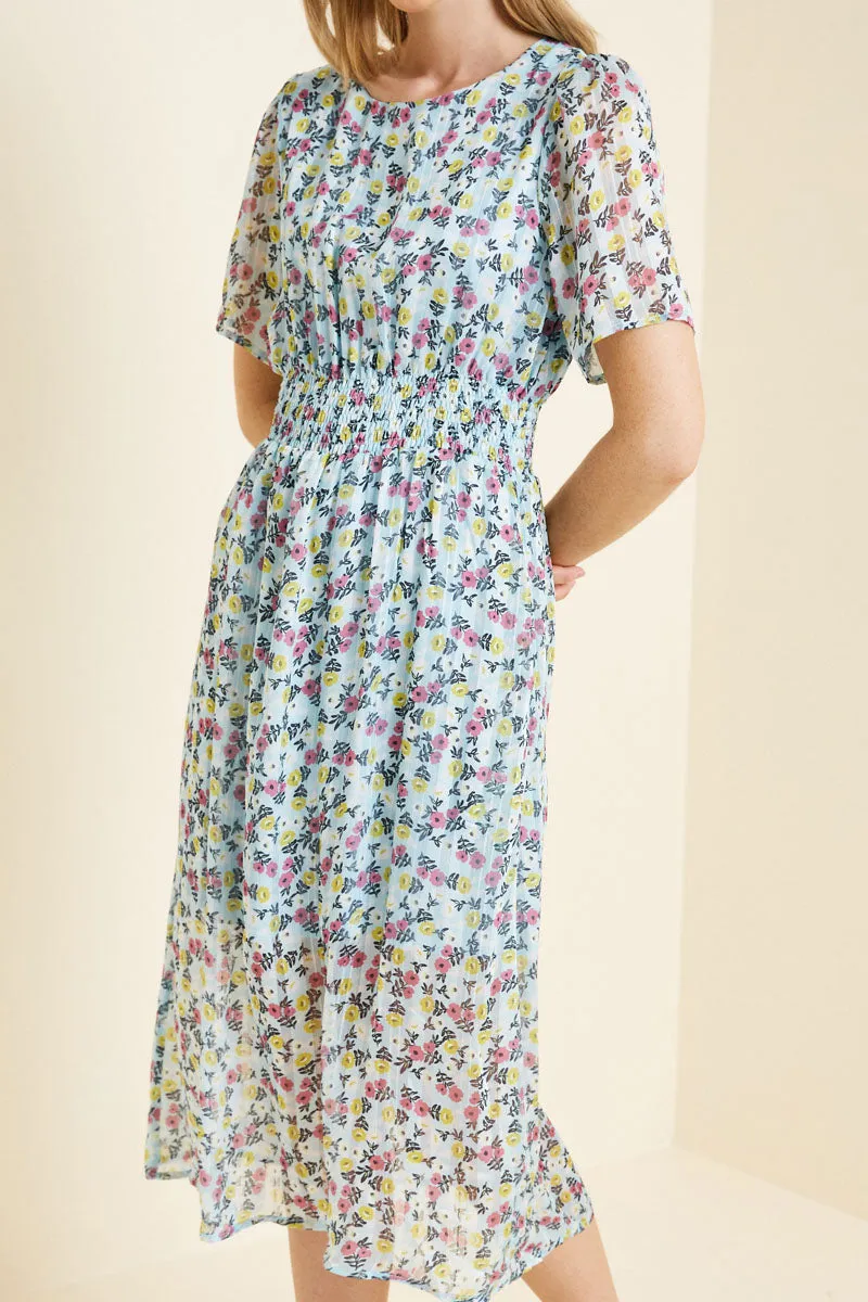 Womens Sheer Floral Smock Waist Midi Dress sold by Hayden product image thumbnail 3