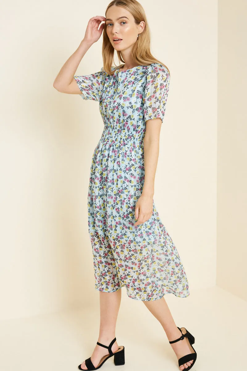 Womens Sheer Floral Smock Waist Midi Dress sold by Hayden product image thumbnail 4