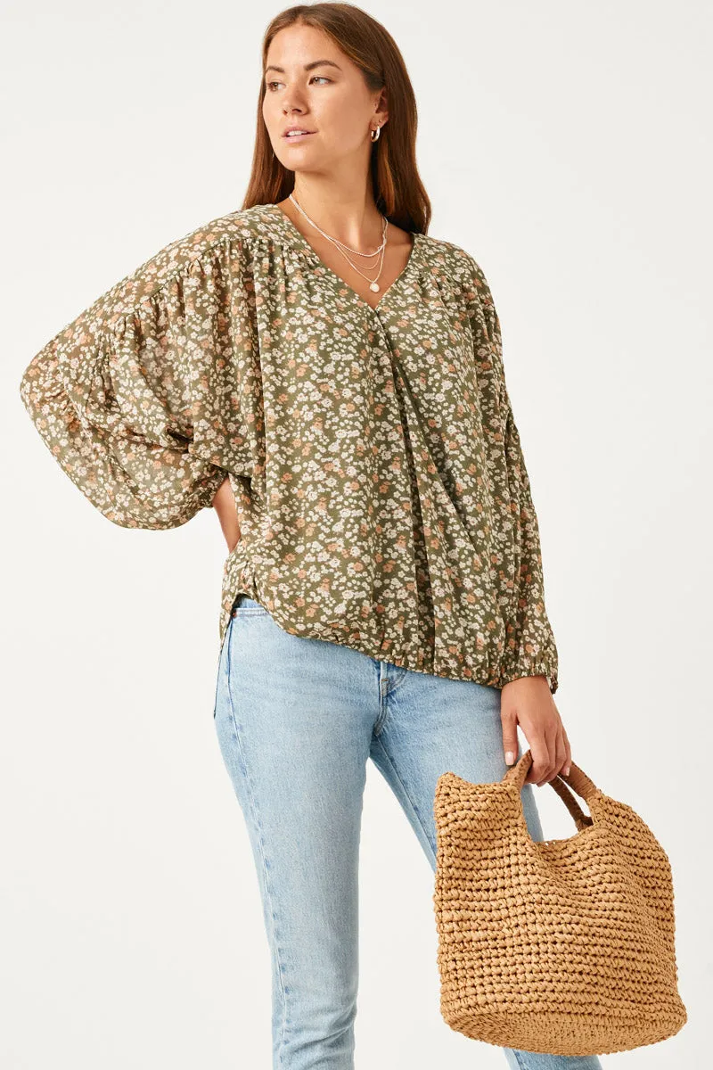Womens Dolman Sleeve Surplice Neck Top sold by Hayden