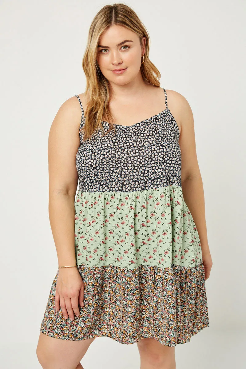 Womens Print Block Tiered Mini Dress sold by Hayden product image thumbnail 2