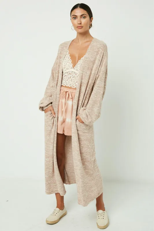 Womens Long Sleeve Side Pocket Marled Knit Duster sold by Hayden