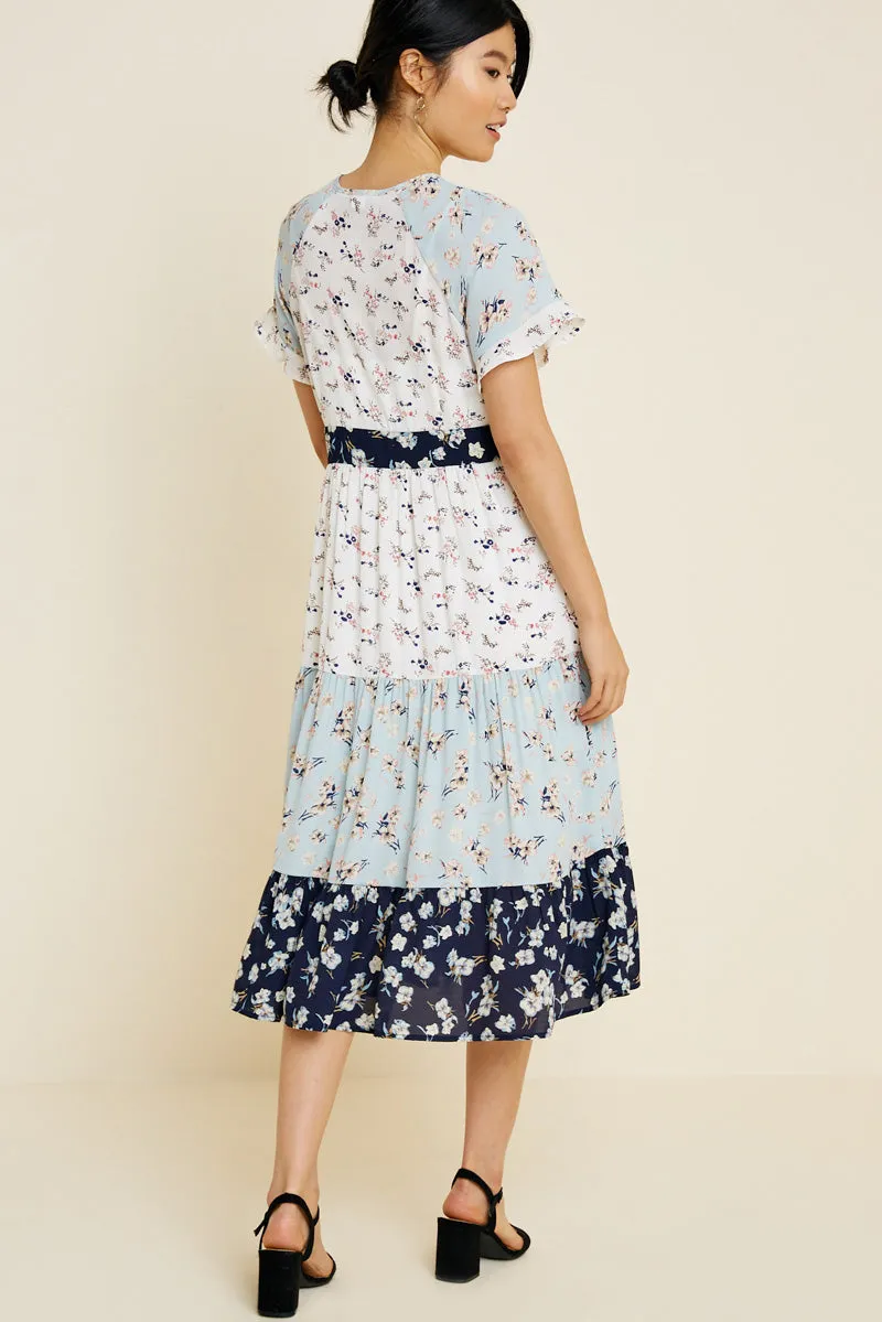 Womens Tiered Mixed Floral Midi Dress sold by Hayden product image thumbnail 4