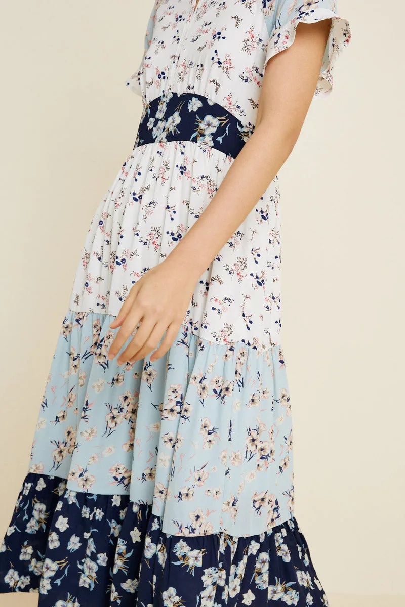 Womens Tiered Mixed Floral Midi Dress sold by Hayden product image thumbnail 3