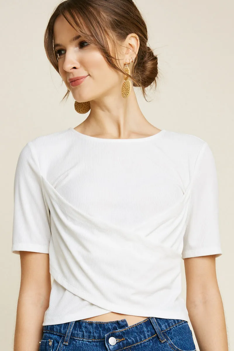 Womens Ribbed Wrap Front Crop Top sold by Hayden product image thumbnail 4