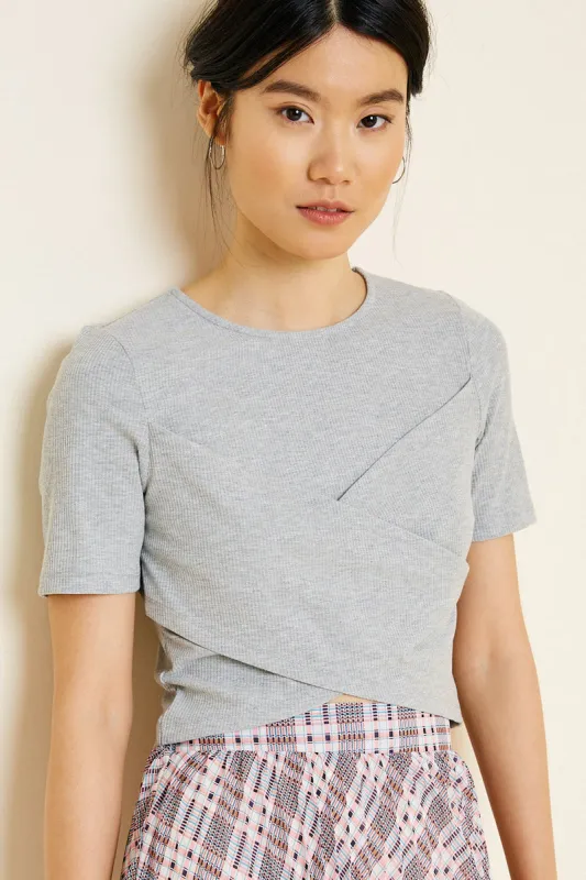 Womens Ribbed Wrap Front Crop Top sold by Hayden