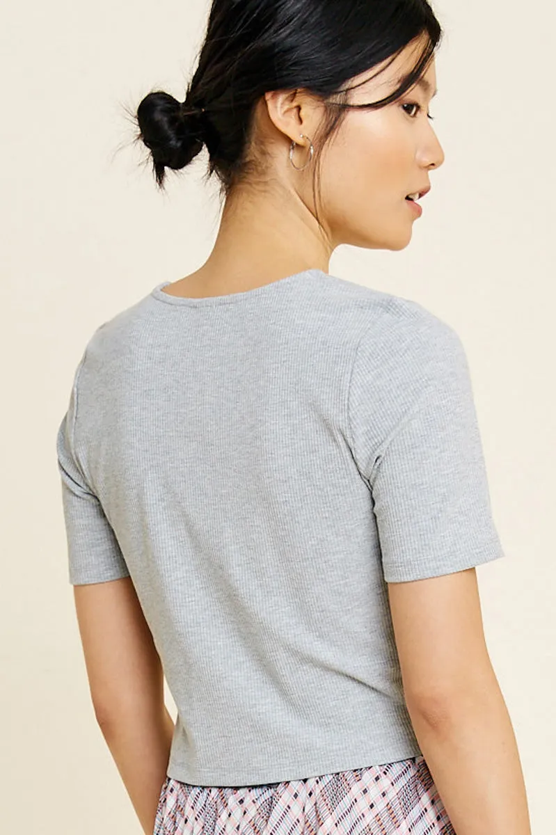 Womens Ribbed Wrap Front Crop Top sold by Hayden product image thumbnail 2