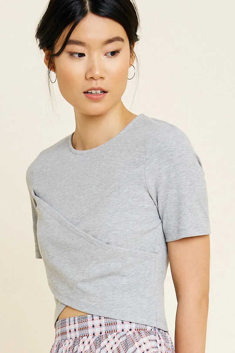 Womens Ribbed Wrap Front Crop Top sold by Hayden product image thumbnail 3