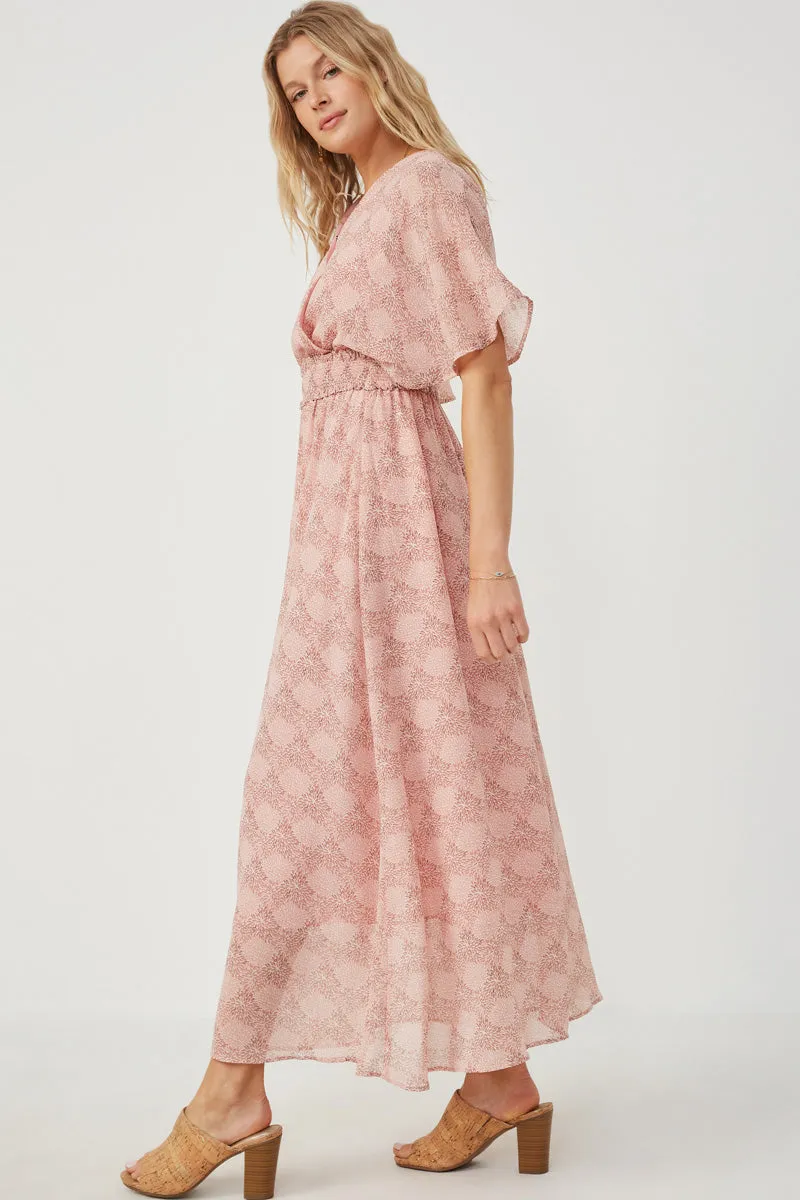 Womens Botanical Patterned Print Flutter Sleeve Surplice Maxi Dress sold by Hayden product image thumbnail 4