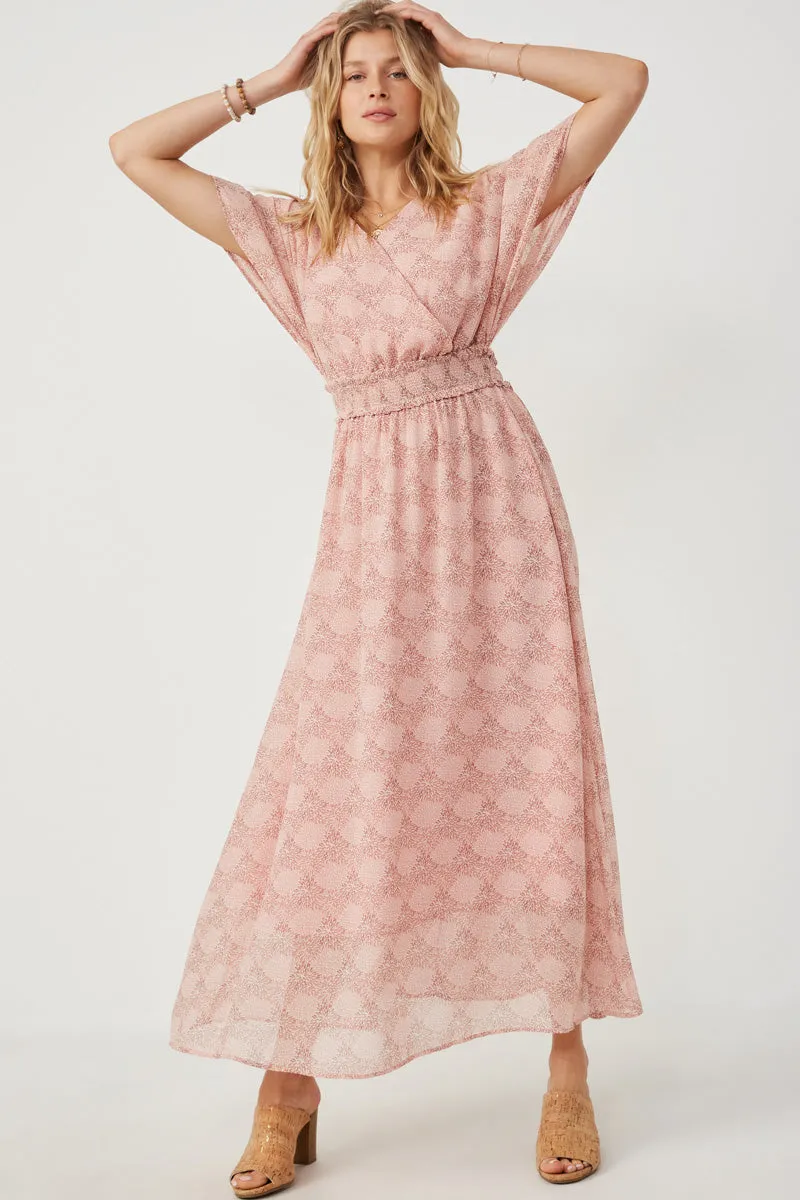 Womens Botanical Patterned Print Flutter Sleeve Surplice Maxi Dress sold by Hayden