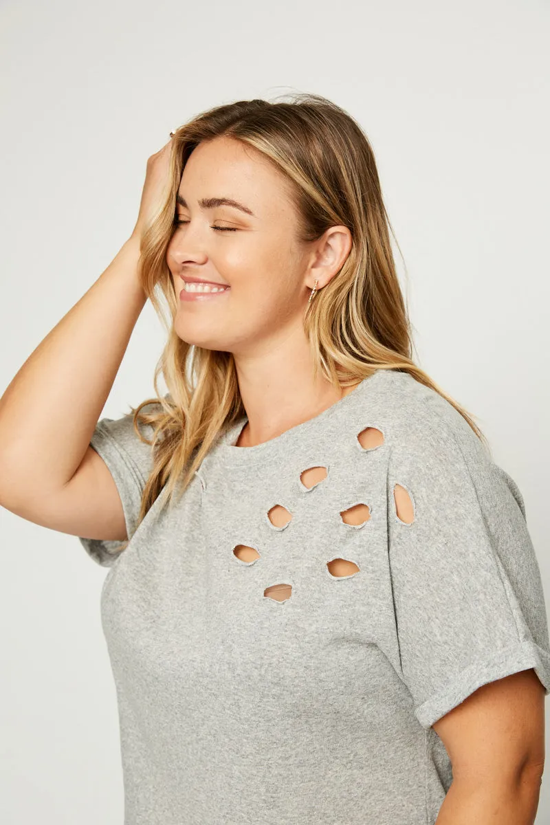 Womens Distressed Round Hem Tee sold by Hayden product image thumbnail 3