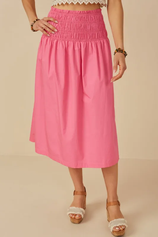 Womens Loose Smocked Waist Midi Skirt sold by Hayden