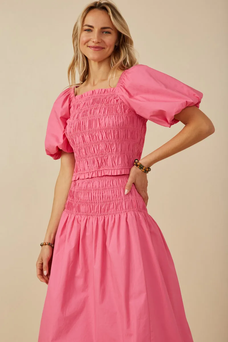 Womens Loose Smocked Puff Sleeve Top sold by Hayden